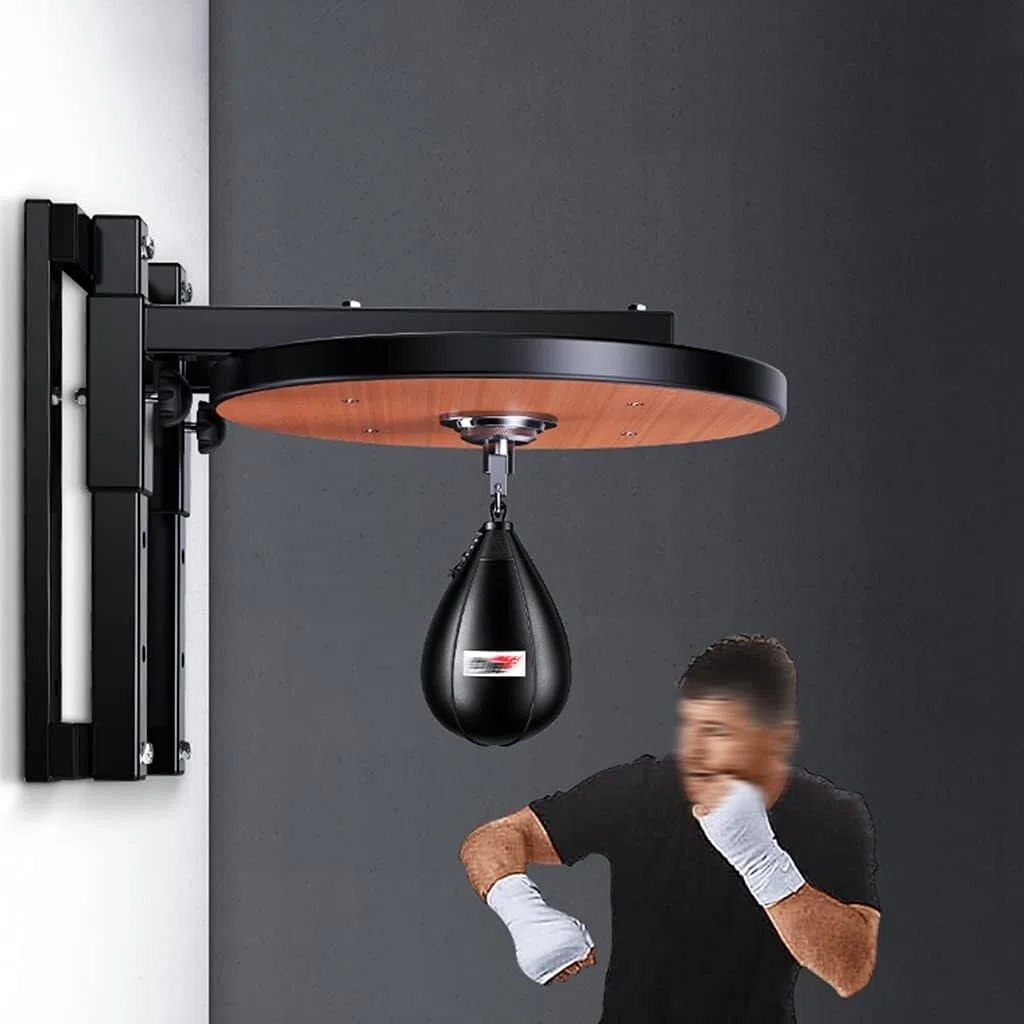 Palla da Boxe Professionale a Parete con Supporto - Piattaforma for Speed ​​Ball da Boxe Regolabile in Altezza - Allena i Riflessi con Speed ​​Ball Nera (Color : Black)