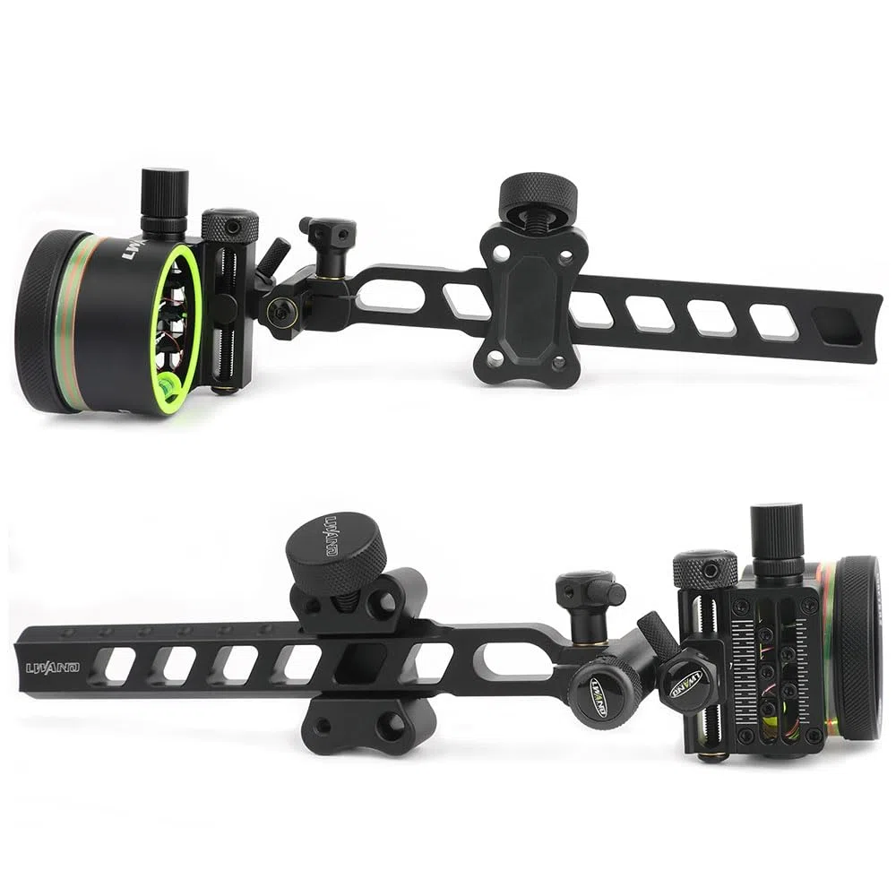 SHARROW Tiro con L'Arco Mirino per Arco Compound 5 Pin Bow Sight Micro Regolabile Alluminio Vista dell'Arco Composto con 4x 6x 8x Lente