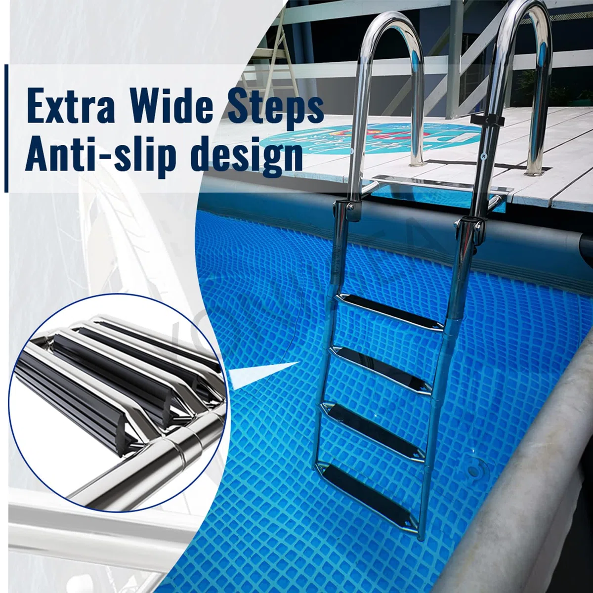 Scala per Barche in Acciaio Inossidabile 316 con Corrimano, 4 Gradini, Scala per Piscina Telescopica Pieghevole Antiscivolo per Barche Marine, Pontoni, Yacht, Piscine