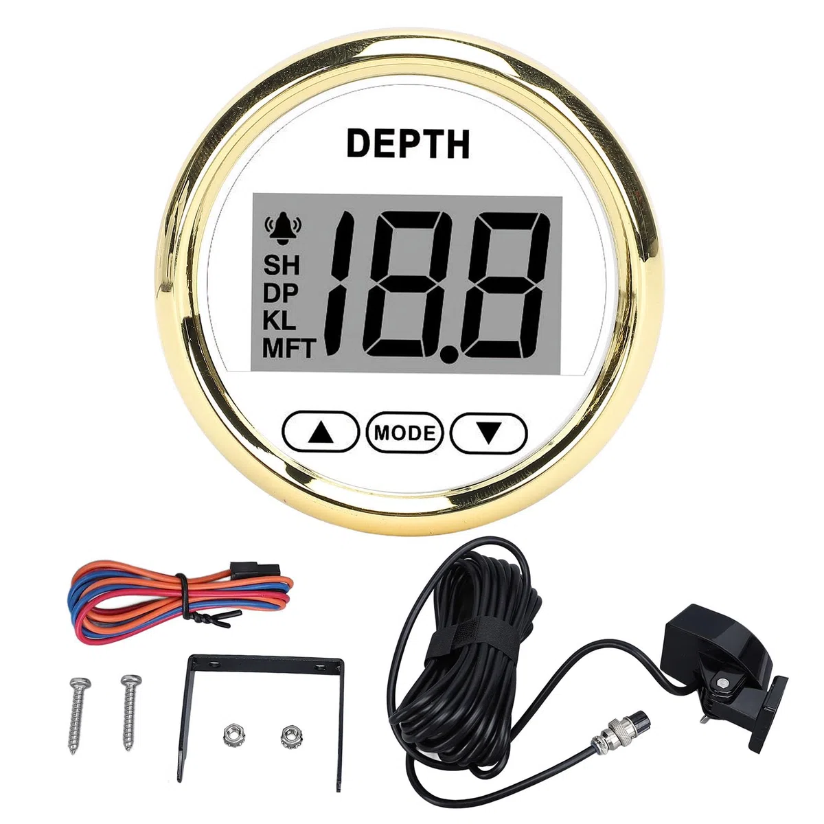 Allarme Profondimetro per Barche Display Digitale LCD 52mm Impermeabile 328,08 Piedi Indicazione di profondità Yacht Pescherecci