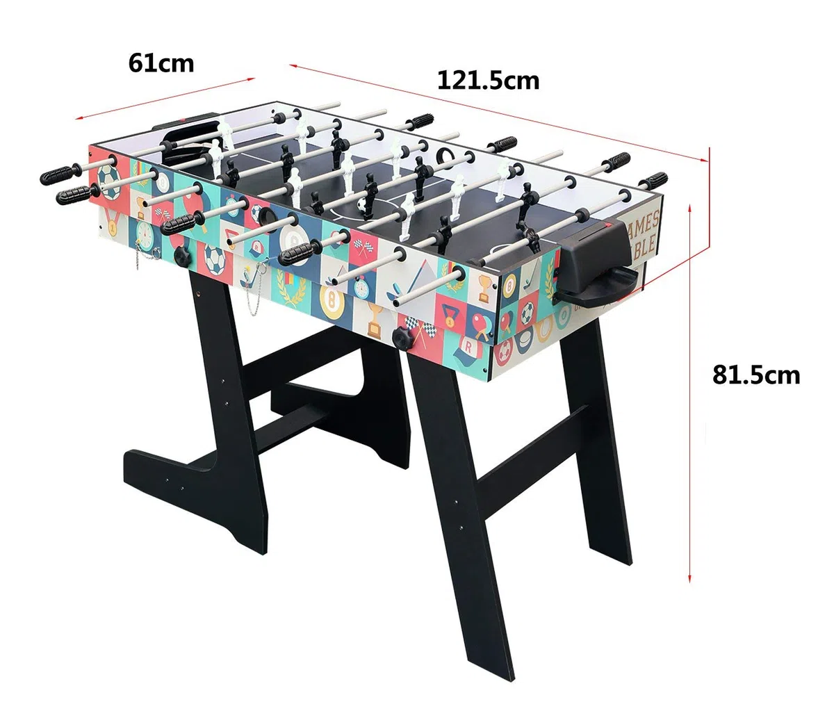 Tavolo da gioco 121.5 x 61 x 81,3 cm pieghevole 4 in 1 – -Calcio Balilla /tavolo da ping-pong/Air Hockey/tavolo da biliardo