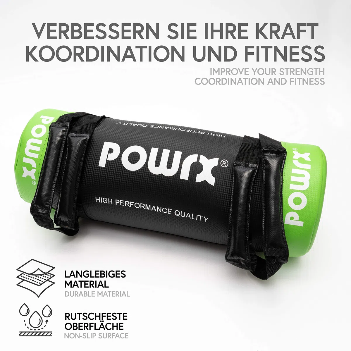 POWRX - Sandbag 5 kg, 10 kg, 15 kg, 20 kg, 25 kg, 30 kg - Perfetta per Migliorare Equilibrio, Forza, flessibilità, coordinazione e circolazione - Power Bag