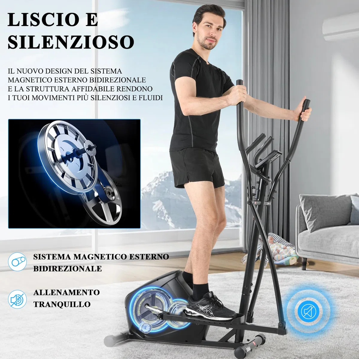 ISE Ellittica da Casa, Cyclette Ellittica Professionale con Resistenza Magnetica Schermo LCD Supporto per Smartphone