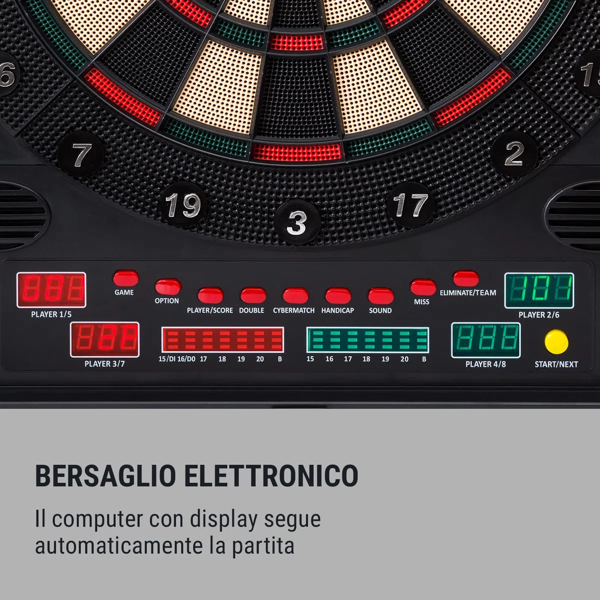 Klarfit Freccette Bersaglio Elettronico, Bersaglio Freccette Professionale LCD con 12 Freccette Elettroniche Colorate e Tabellone Digitale, Dartboard Gioco Freccette Elettronico per Adulti e Bambini