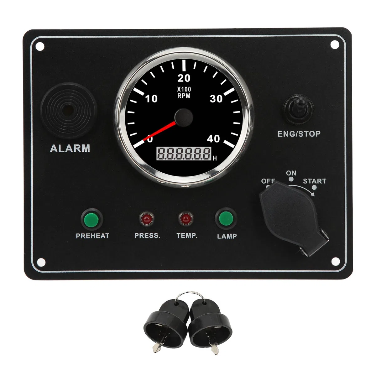 Tbest Dallifunzione del Cruscotto della Barca Multifunzione 4000 Giri/Min Retroilluminata RV con Funzione di Allarme per Yacht Marino Realizzato in Vetro Temperato in Acciaio (12V)
