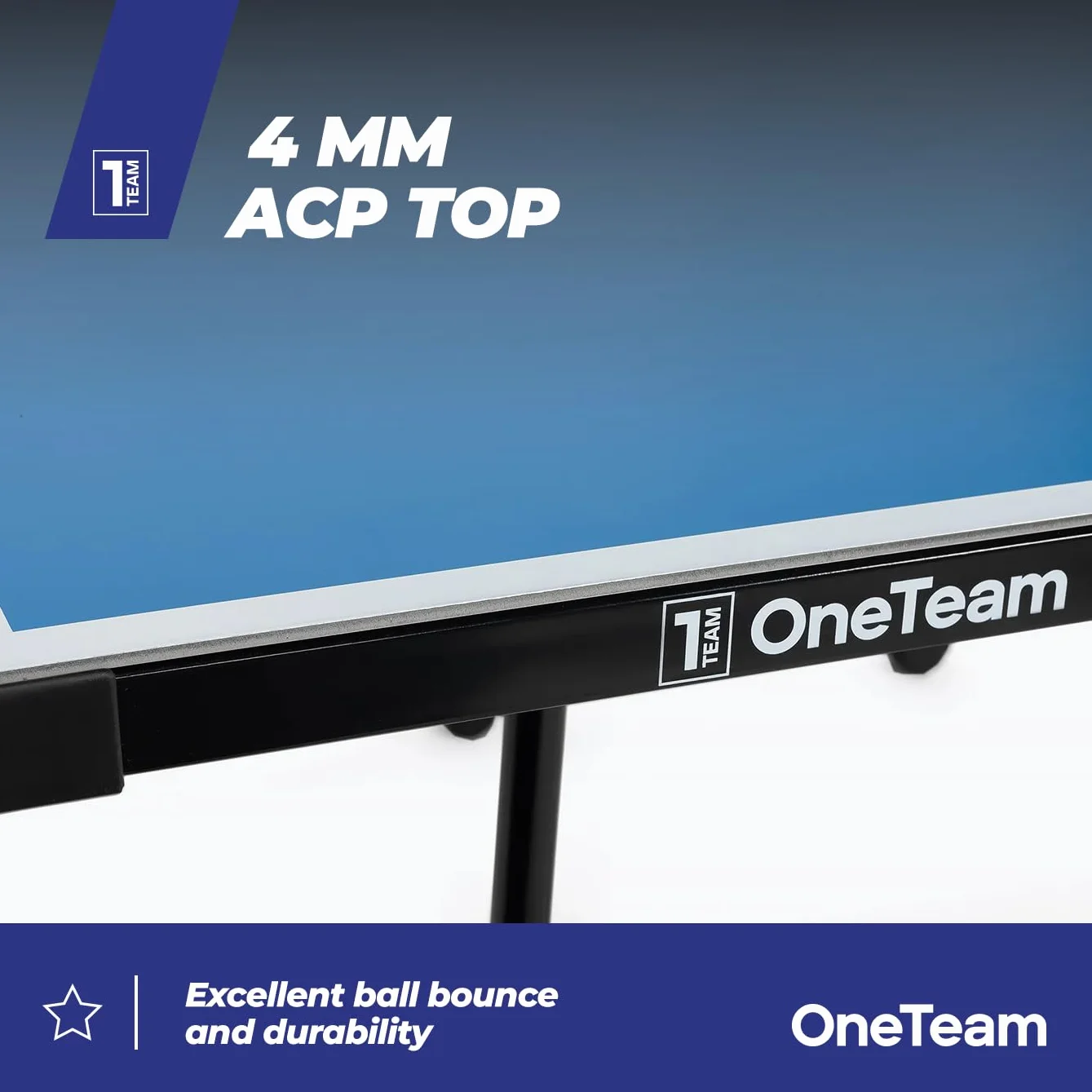 OneTeam Tavolo da ping pong Dimensioni 274x152,5x76 cm per gioco all'aperto con rete pieghevole Ruote per trasporto con funzione di bloccaggio Azzurro
