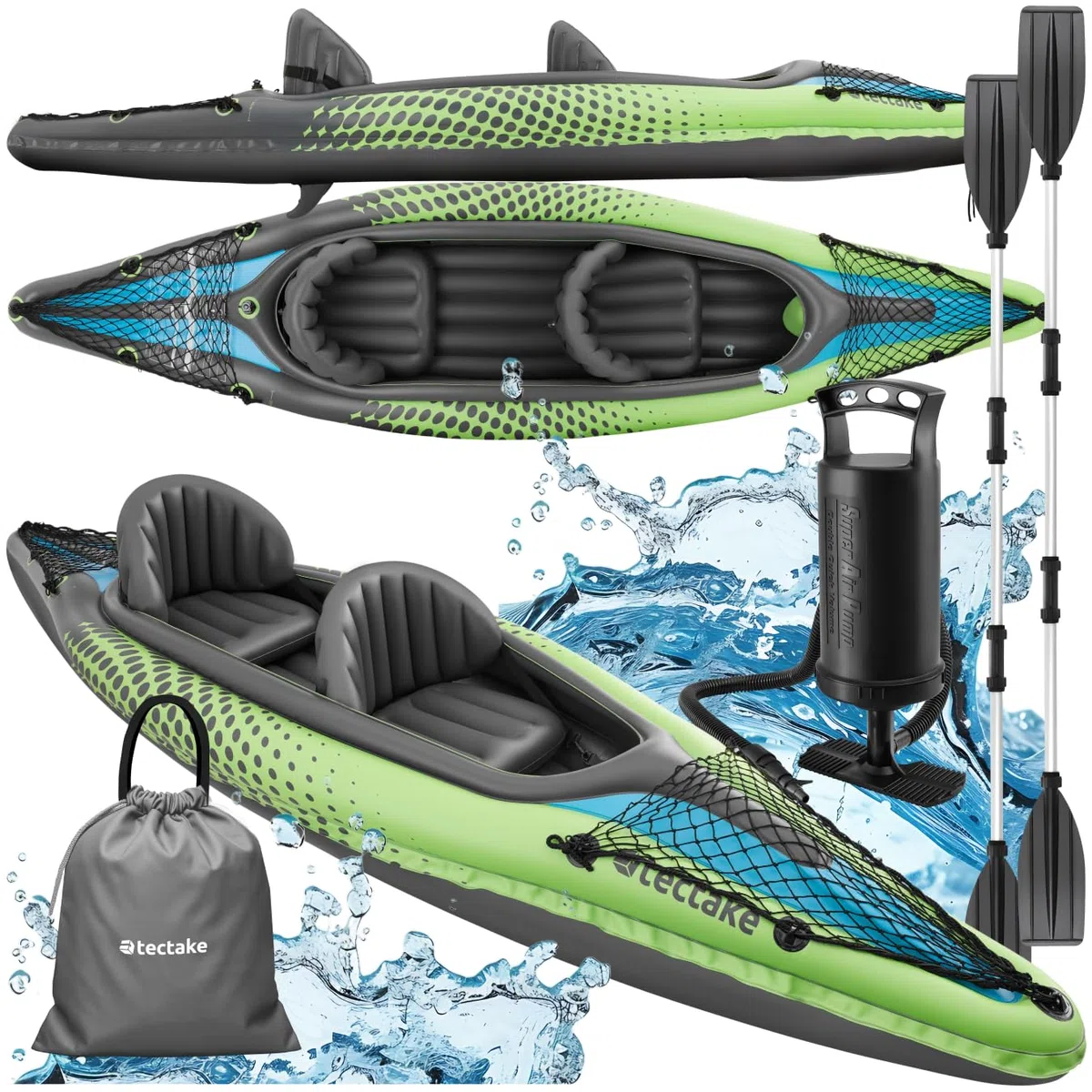 tectake® Kayak Gonfiabile per 2 Persone,