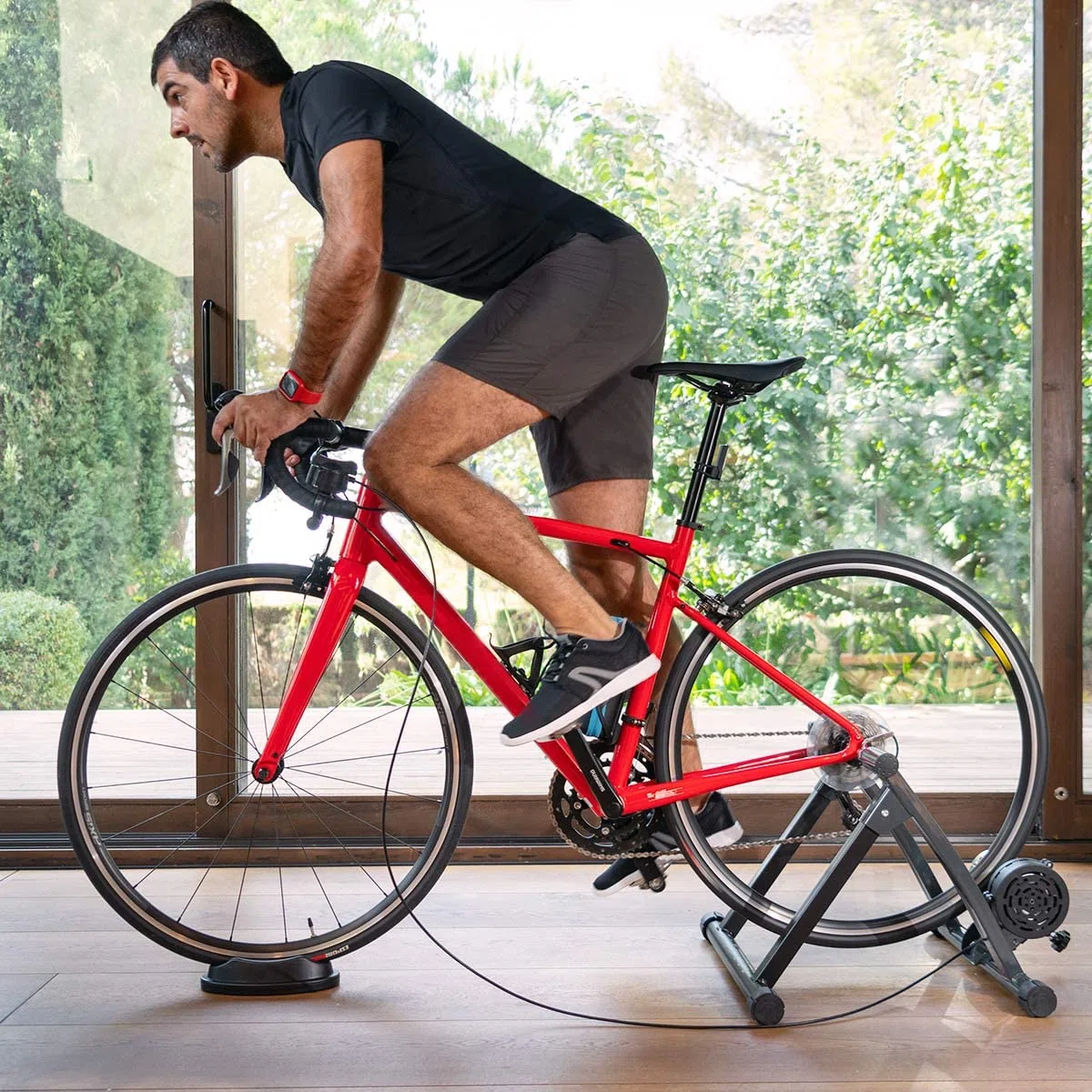 FITFIU Fitness ROB-20 - Rullo per bicicletta pieghevole con 5 livelli di resistenza, compatibile con ruote da 26" a 29", MTB e strada, Allenatore per allenamento indoor, peso massimo 150kg