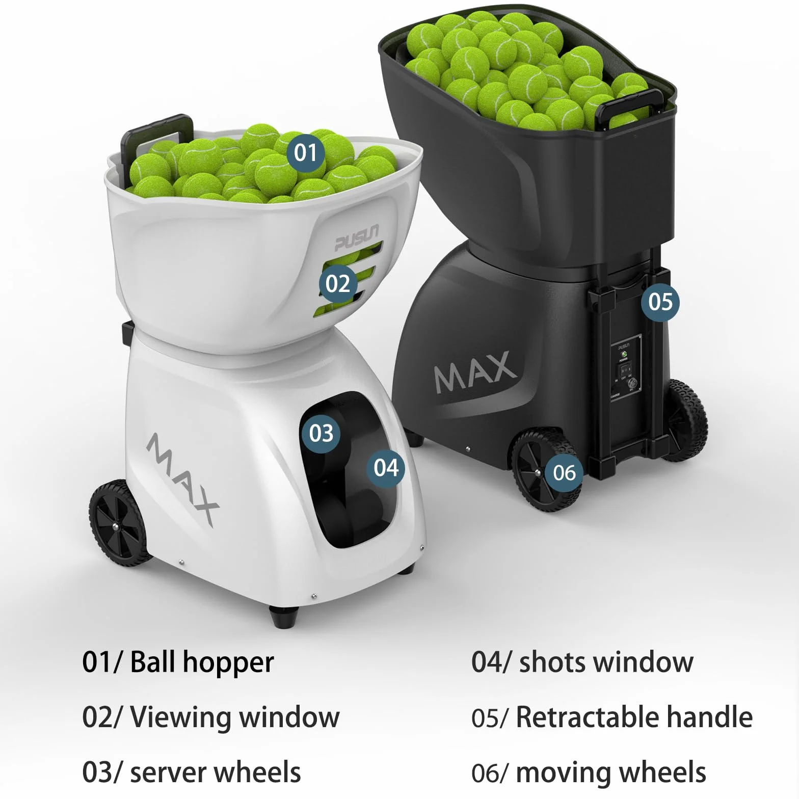 PT-Max C Padel Tennis Machine Pro, lanciatore automatico di palline con telecomando, sistema di allenamento intelligente con controllo della velocità (12-87 mph), display digitale, batteria integrata,