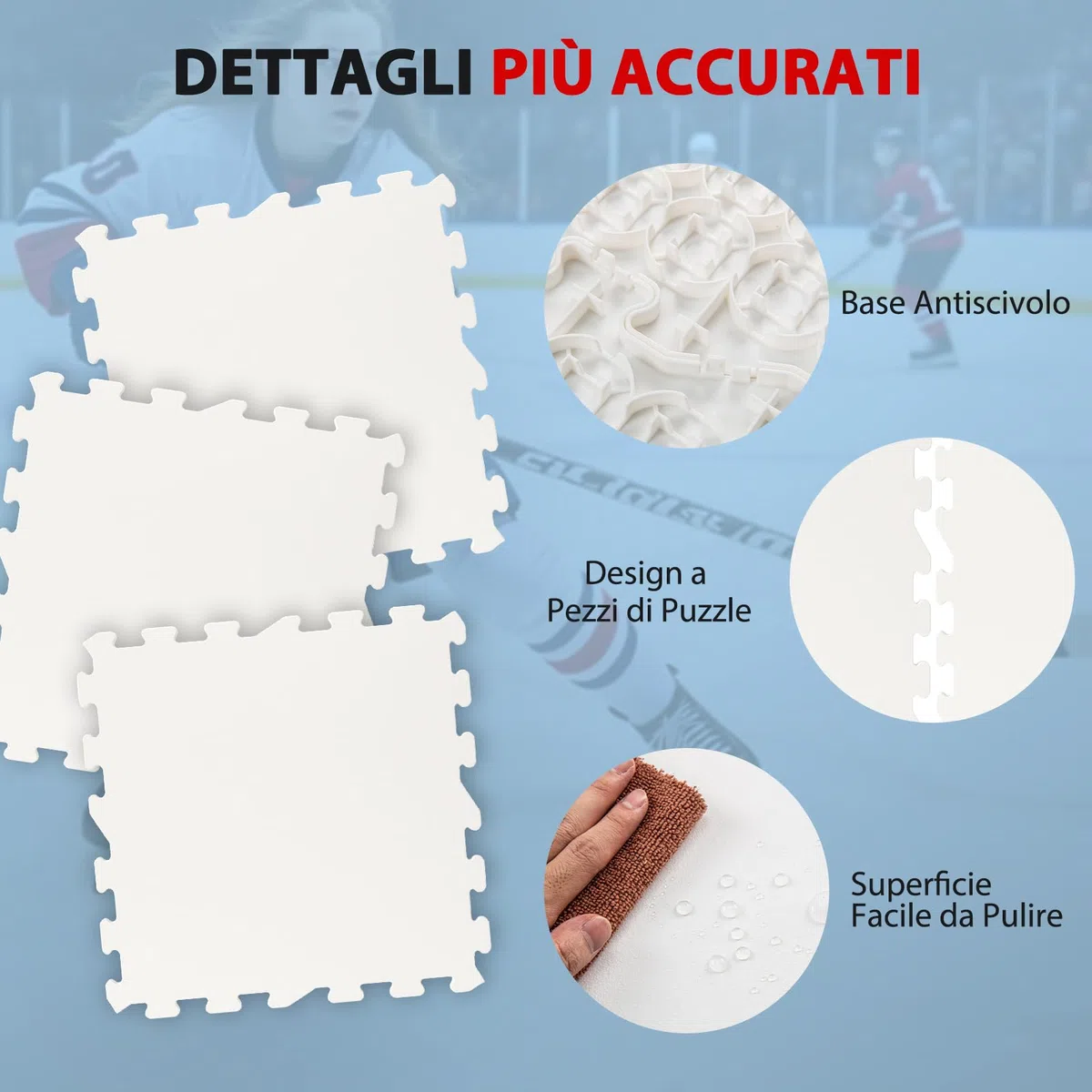 COSTWAY Piastrelle per Pavimenti da Hockey per Allenamento, Pista di Pattinaggio Artificiale Estensibile, Tavola di Ghiaccio Artificiale per Esterni, Facile Installazione, Confezione da 10