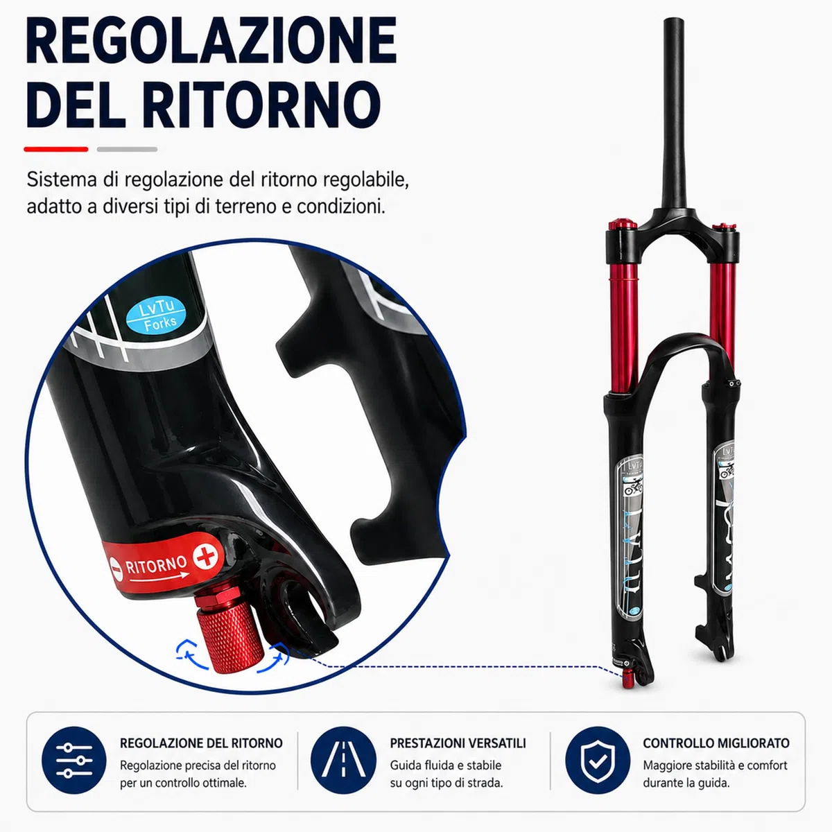 Aria Mountain Bike Forcella Anteriore MTB 26 27.5 29 Pollici 140mm Viaggio, 1-1/8" Leggero Freno a Disco Forcella Sospensione Bicicletta per 1.5-2.45" Pneumatici