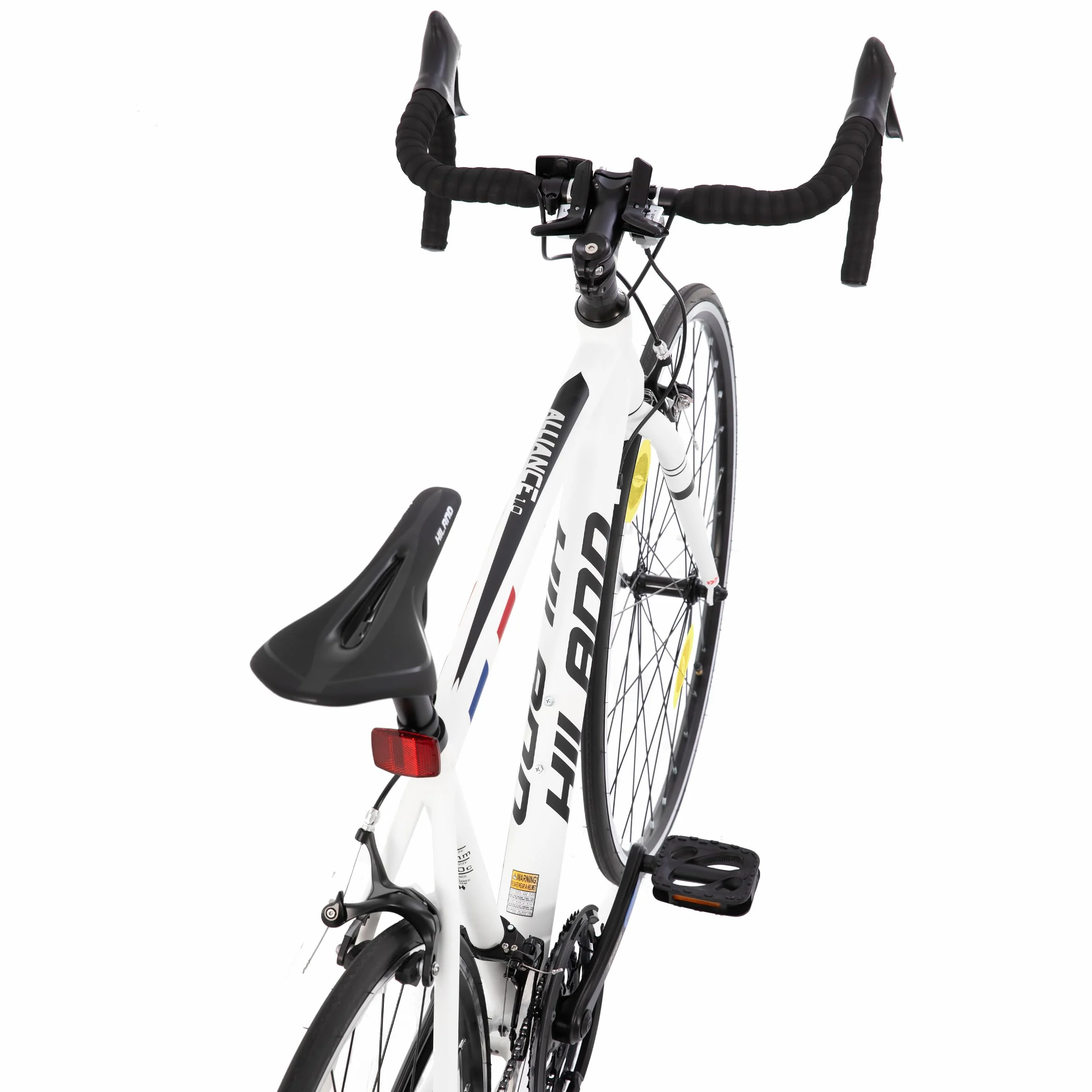 HILAND Bicicletta a pendolo ibrida da da 28 pollici, telaio in alluminio 700c bici da strada, per uomini e donne, 14 velocità, per adulti, telaio da 490/530/570 mm, Bianco/Nero