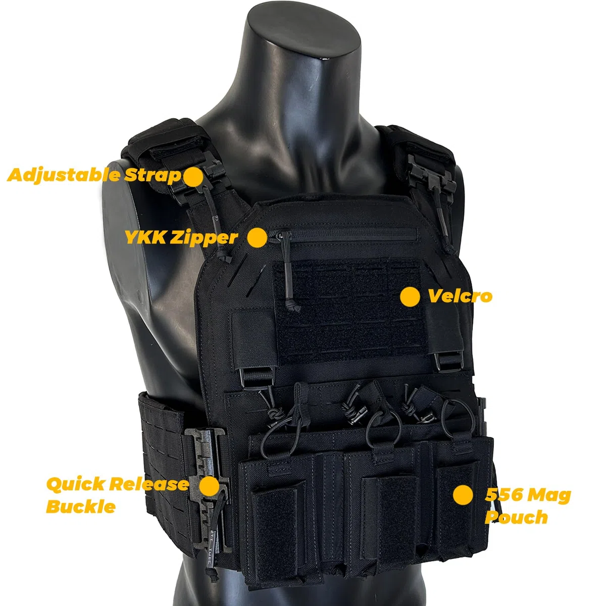 Gilet tattico in nylon 1000D con tasca per riviste 556, giubbotto di protezione leggero, sistema di sgancio rapido, compatibile con MOLLE