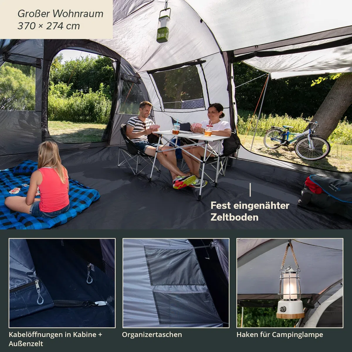 Skandika Gotland 5 Sleeper Protect - tende da campeggio familiare - zanzariera - 505 x 370 cm - Telo sotto tenda cucito - Colonna d`acqua 5000mm