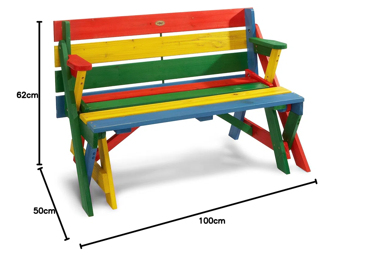 Habau 687 - Panchina da Picnic per Bambini, 2 in 1, Multicolore