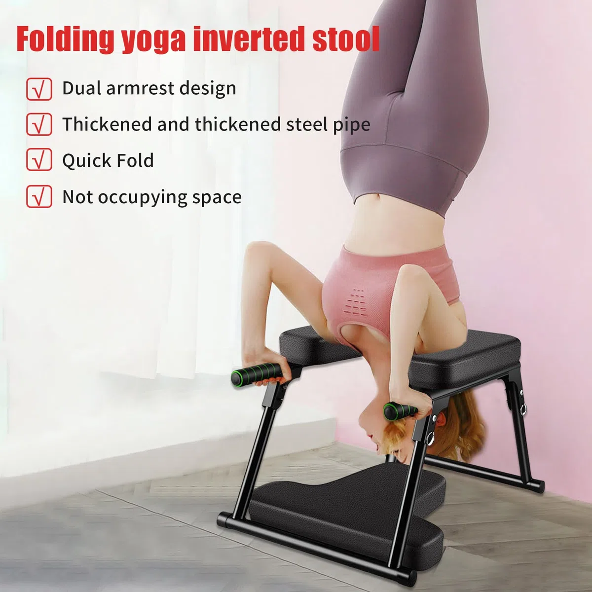 Sedia da yoga, pieghevole, per yoga, per fitness, meditazione, relax, capacità di carico 200 kg, colore nero