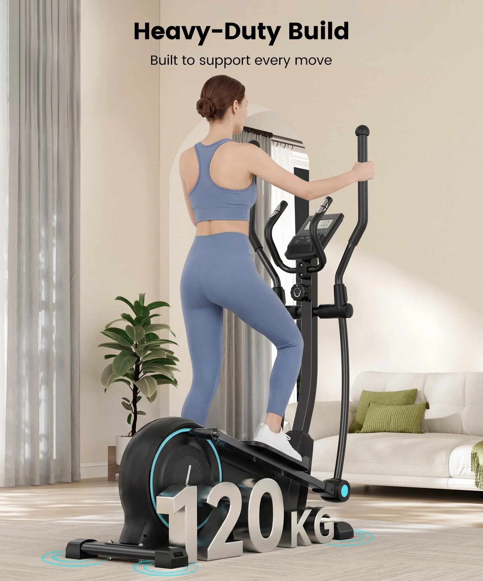 Dripex Ellittica da Casa Ultra Silenziosa, 16 Livelli di Resistenza Magnetica, Display LCD, Supporta fino a 120 kg, Macchina Cardio per Allenamento Total Body