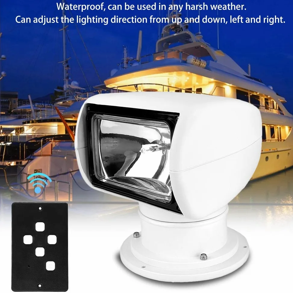 Crisis Faro di Ricerca Marino Con Telecomando 12V 100W - Impermeabile a Lungo Raggio, Girevole a 360 Gradi per Esterno, Barca, Camion, Auto, Yacht, Guardia Costiera