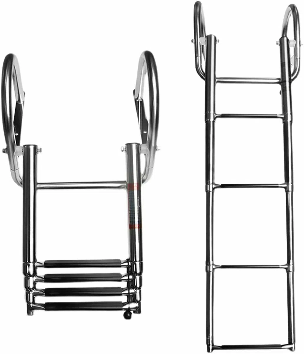 PIMAR Scaletta Telescopica Inox 4 Gradini con Corrimano per Barca Gommone Acciaio Inox Plancette Nautica Accessori Robusta