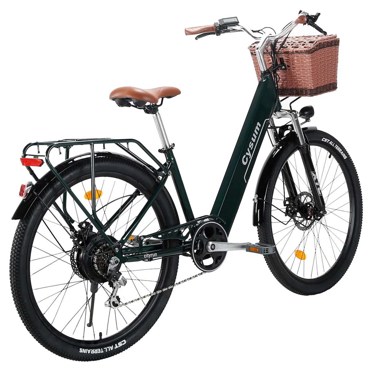 cysum cityrun bici elettrica donna, 26'' pedalata assistita Bicicletta Elettrica, City E-bike per adulti, 250W motore 25km/h, 36v 360WH batteria al litio, gamma 80KM, lcd dispaly