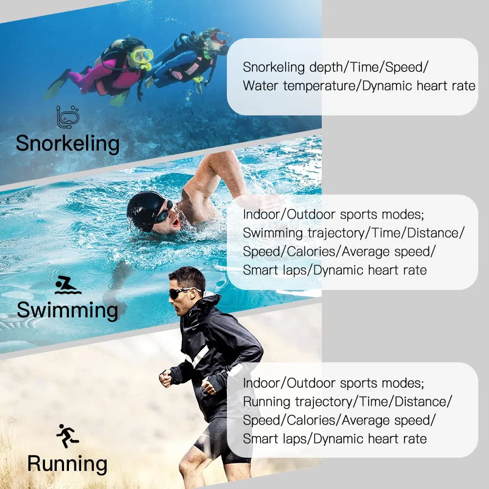 HUIOP Orologio Sportivo, Orologio Sportivo GPS Fitness Orologio da Polso con cardiofrequenzimetro Resistente all'Acqua 100M per Corsa Nuoto Ciclismo Arrampicata