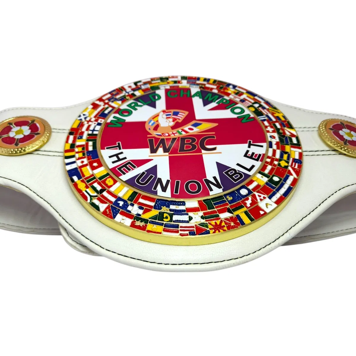 WBC Cintura Replica Bianca World Union Championship - Cintura regolabile per adulti, in pelle sintetica di alta qualità, pezzo da collezione