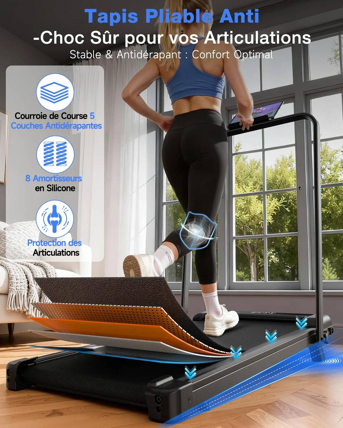 Tapis Roulant Elettrico 4 in 1 Pieghevole con Inclinazione 8% – 3.0CV Motore Silenzioso, 10 km/h, Sistema di Ammortizzazione, Schermo LED, Salvaspazio per Casa e Ufficio