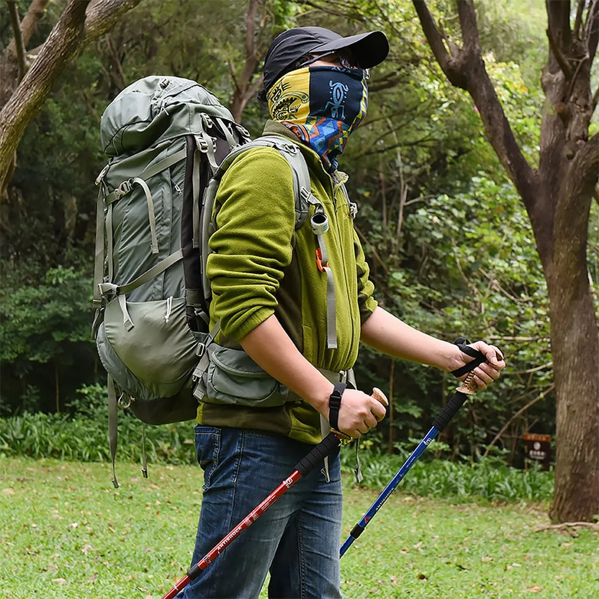 MidGard Bastoncini da trekking telescopici antiurto in lega di alluminio con manico in sughero e smorzamento regolabili in lunghezza 65-135 cm