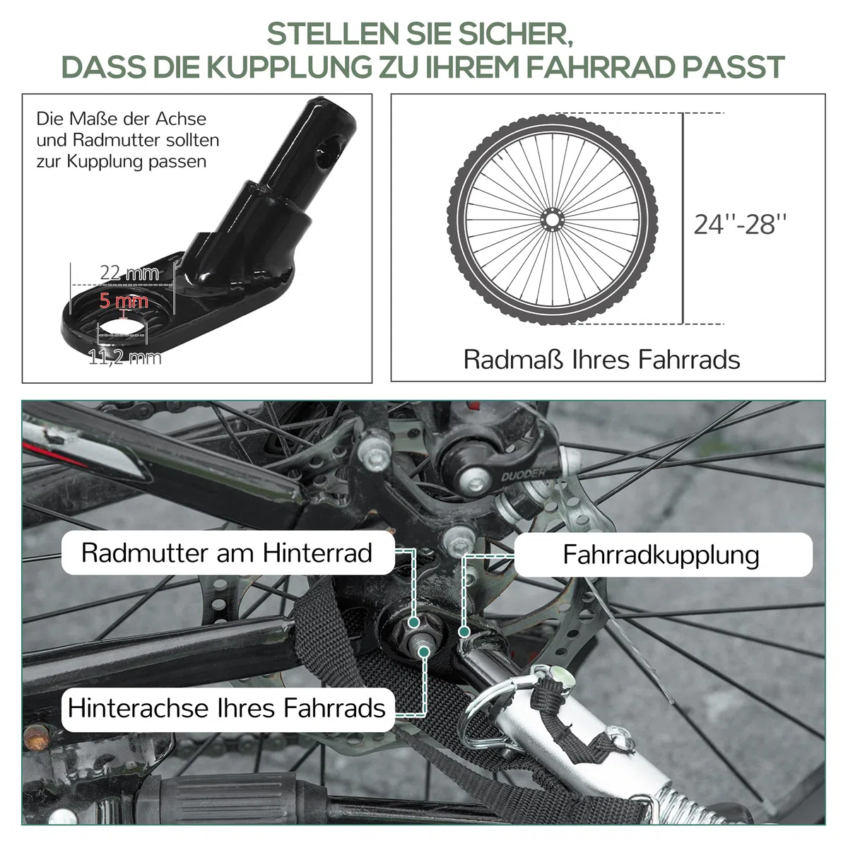 HOMCOM Rimorchio per bicicletta 2 in 1, rimorchio da trasporto, pneumatici da 20 pollici, capacità di carico 40 kg, in acciaio, tessuto Oxford, nero+grigio, 130 x 64 x 64/103 cm