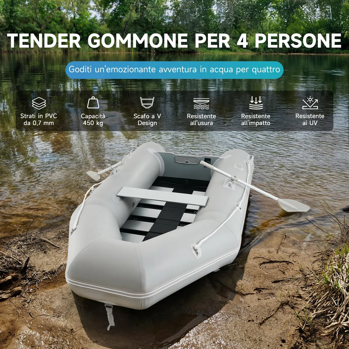 DARTMOOR 2.3m/3m Tender Gommone Gonfiabile per Adulti Tender Gommone per 2/4 Persone Fondo in Lega Alluminio per Pesca Nautica Gioco Compatibile con Motore Fuoribordo (capacità 300 kg /450 kg)