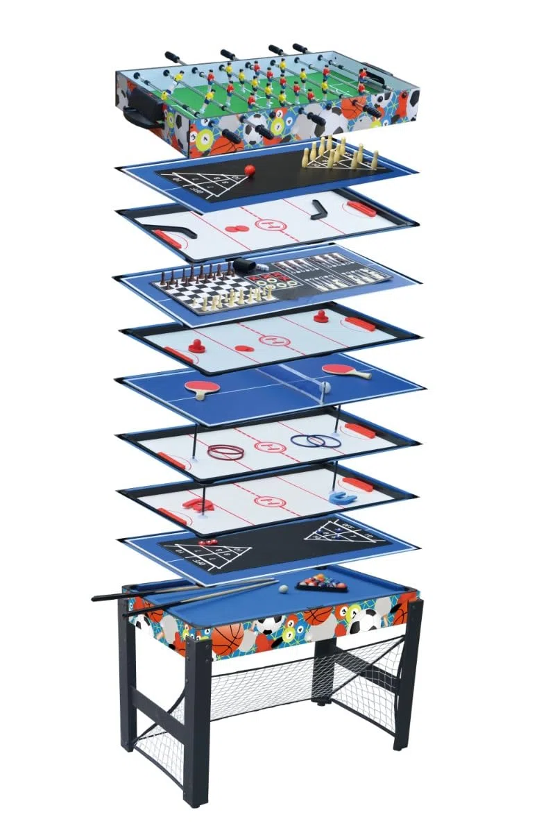 Tavolo Multigioco ANTARES 16 in 1 - Biliardino, Biliardo, Ping Pong, Scacchi, Hockey e Altri Giochi - Divertimento Completo