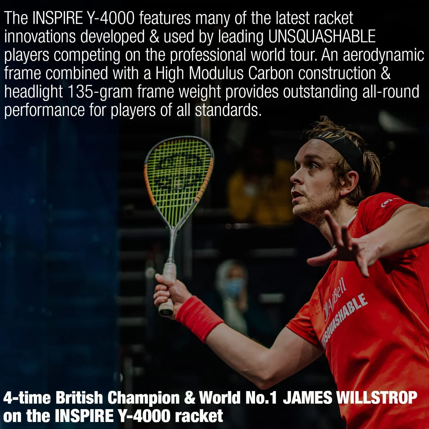 UNSQUASHABLE Inspire Y-4000 and Thermo-TEC Series Squash Rackets - Lightweight Squash Rackets - Combination of Power, Control, Comfort and Durability