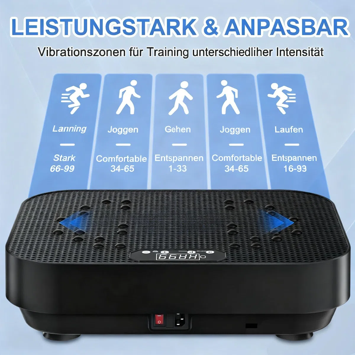 Piastra vibrante fitness con bande di allenamento, motore silenzioso, 99 livelli di intensità, piastra vibrante per la casa, piastra vibrante per la costruzione muscolare, alleviare lo stress
