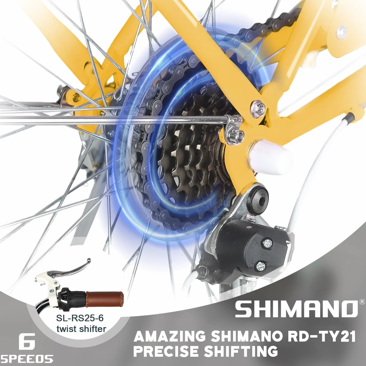Glerc Missy 20" 24" 26" pollici Girl Cruiser 6 speed Hybrid city bike per bambini sopra i 6 anni con cestino in vimini leggero, vari colori