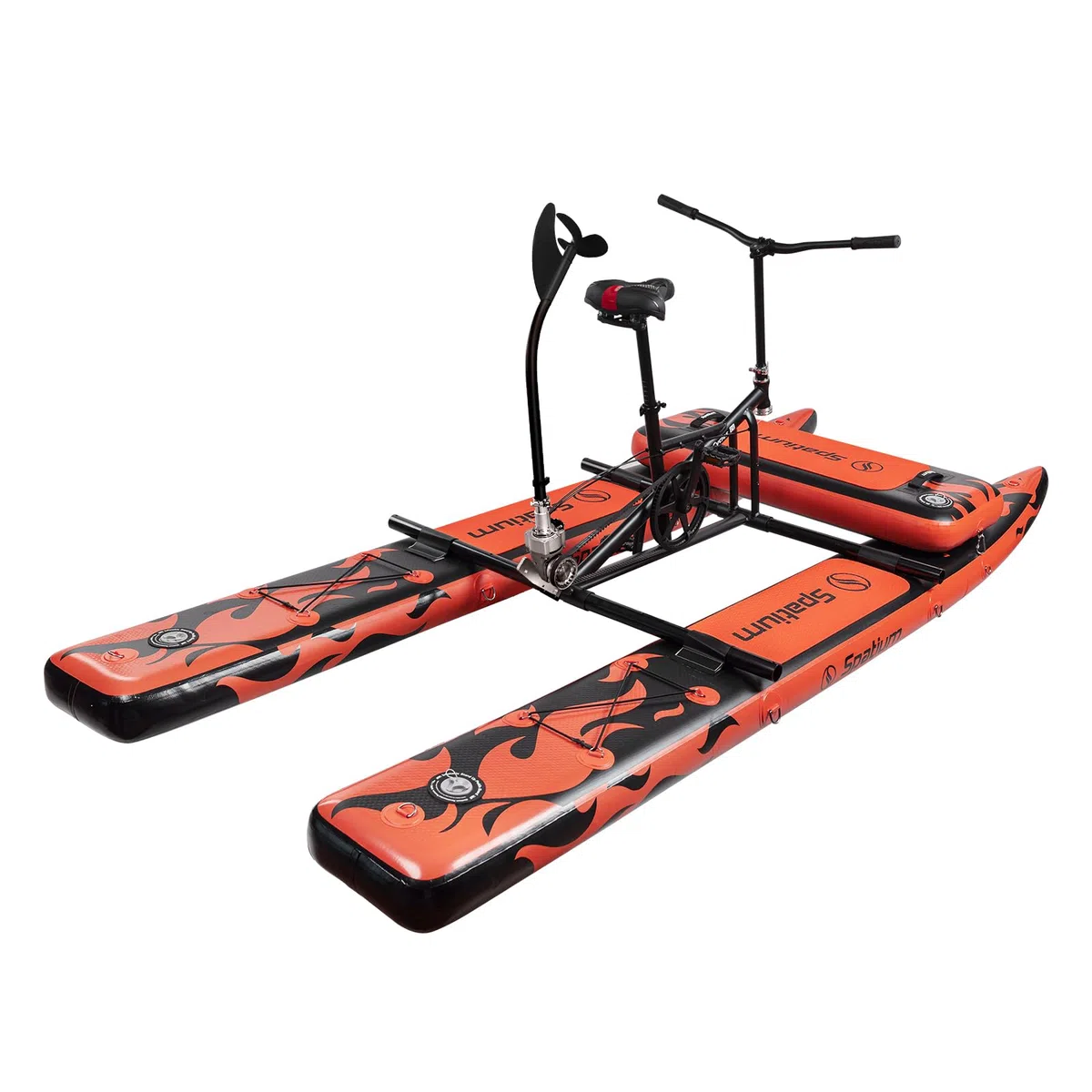Spatium Biciclette ad acqua per lago, gonfiabili, 3.0, per adulti, gonfiabili, pontone, acqua, 3 foglie, elica monopezzo, marcia posteriore, SUP, acqua con tappetino, nero arancione +