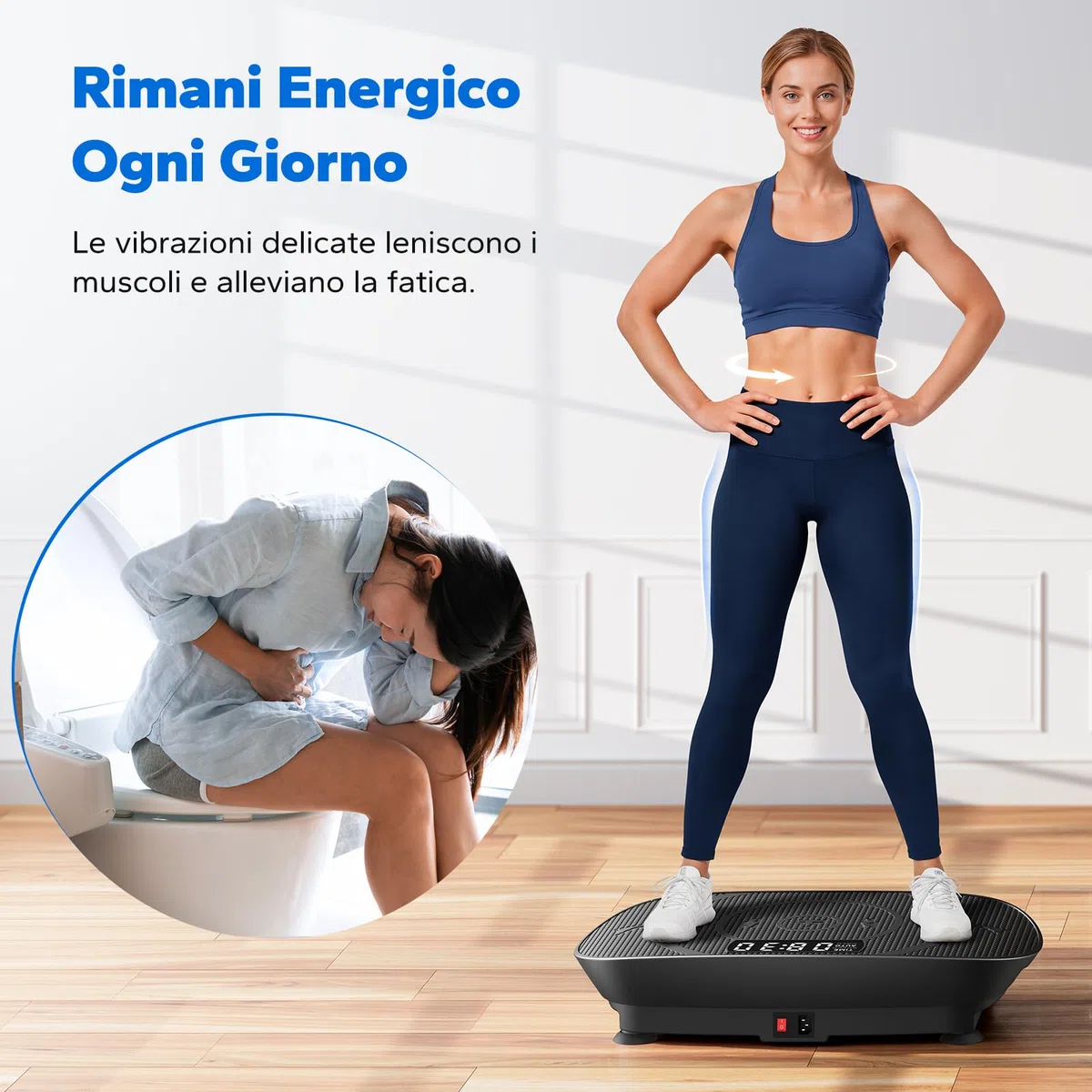 MERACH Pedana Vibrante Dimagrante, Pedana Vibrante Silenziosa e Compatta per Modellare il Corpo e Rilassarsi, Con Comodo Cuscinetto in Silicone, Display a LED e Telecomando