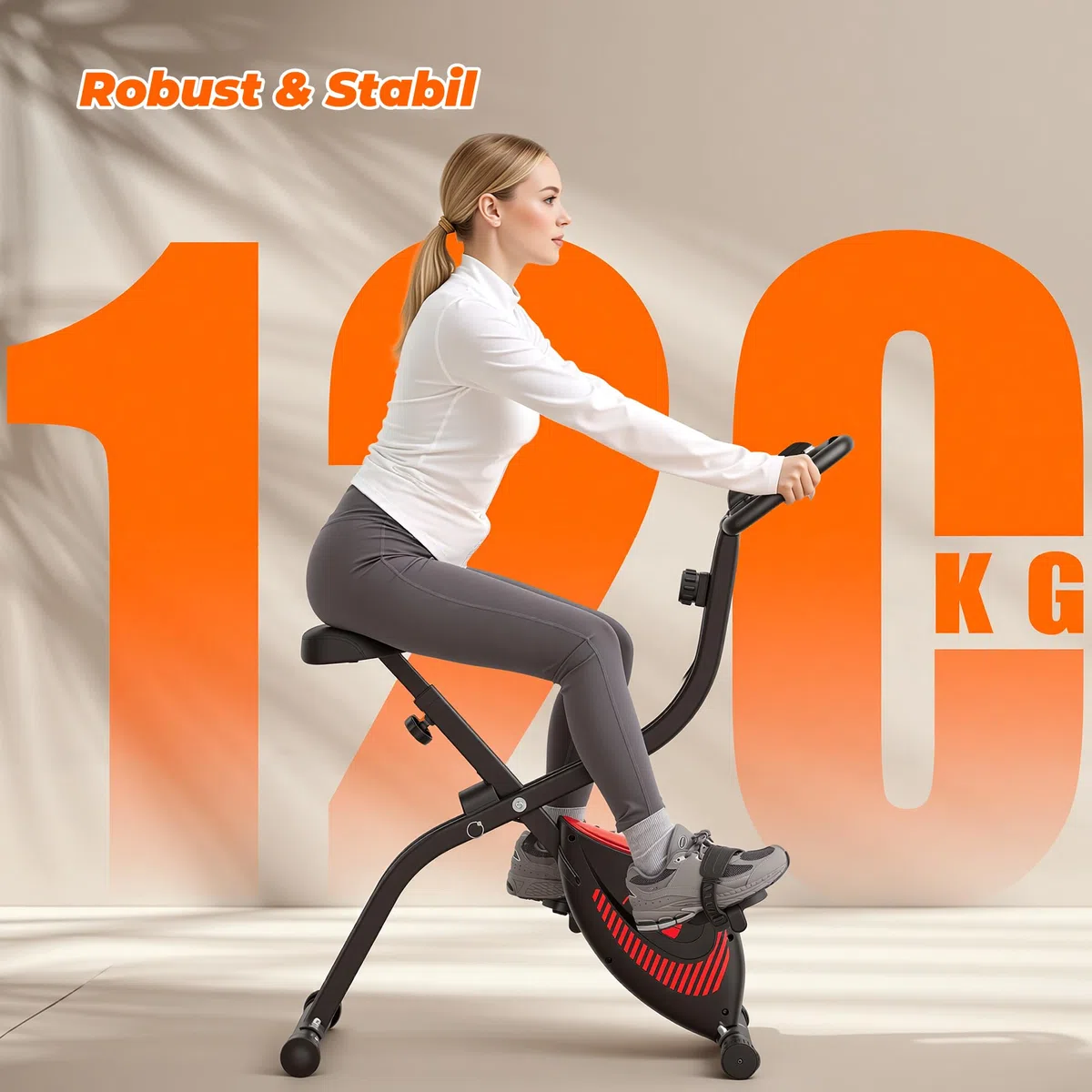 Cyclette pieghevole domestica: 16 livelli magnetici, monitor LCD, sensore cardiaco manuale, sella imbottita, capacità 120 kg. Perfetta per cardio a casa
