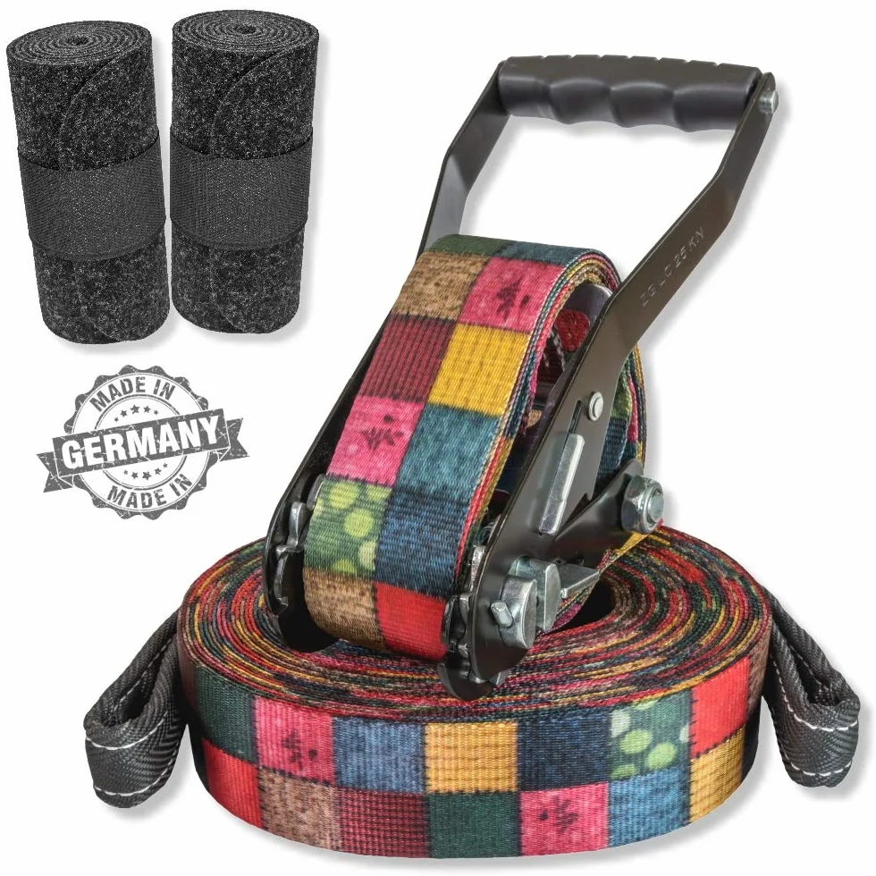 BUZZARD Patchwork Set Slackline - Colorato, spontaneo e Pieno di Buon Umore