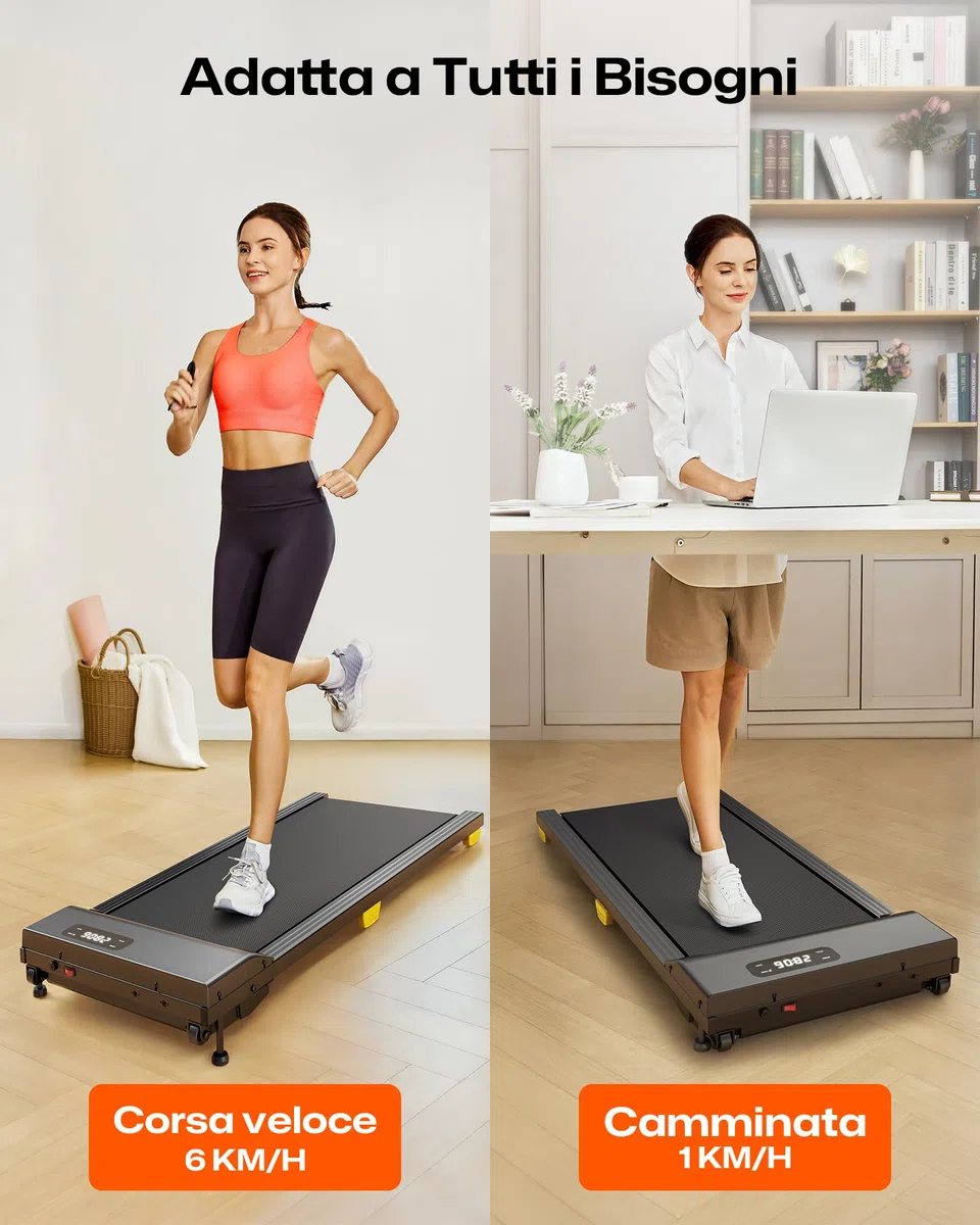 UREVO Tapis Roulant Salvaspazio con Inclinazione 9%, 2 in 1 Walking Pad da scrivania Silenzioso per Casa e Ufficio, Doppia Ammortizzazione, 2.5HP Tapirulan Elettrico con Telecomando e Display LED