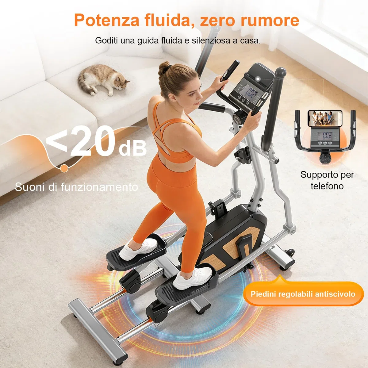 Neezee Ellittica per Casa, Ellittica Professionale con 16 Livelli di Resistenza Silenziosa, Monitor LCD con Bluetooth, Falcata da 17,7 Pollici, Recentemente Aggiornato Ellittiche, Supporta 330LBS