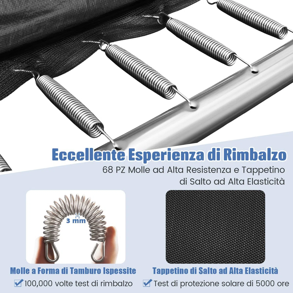 COSTWAY Trampolino da Esterno per Bambini e Adulti 317 x 255 cm, Tappeto Elastico Rettangolare con Canestro da Basket, Porta da Calcio, Scala Antiscivolo, Rete e Telaio in Acciaio