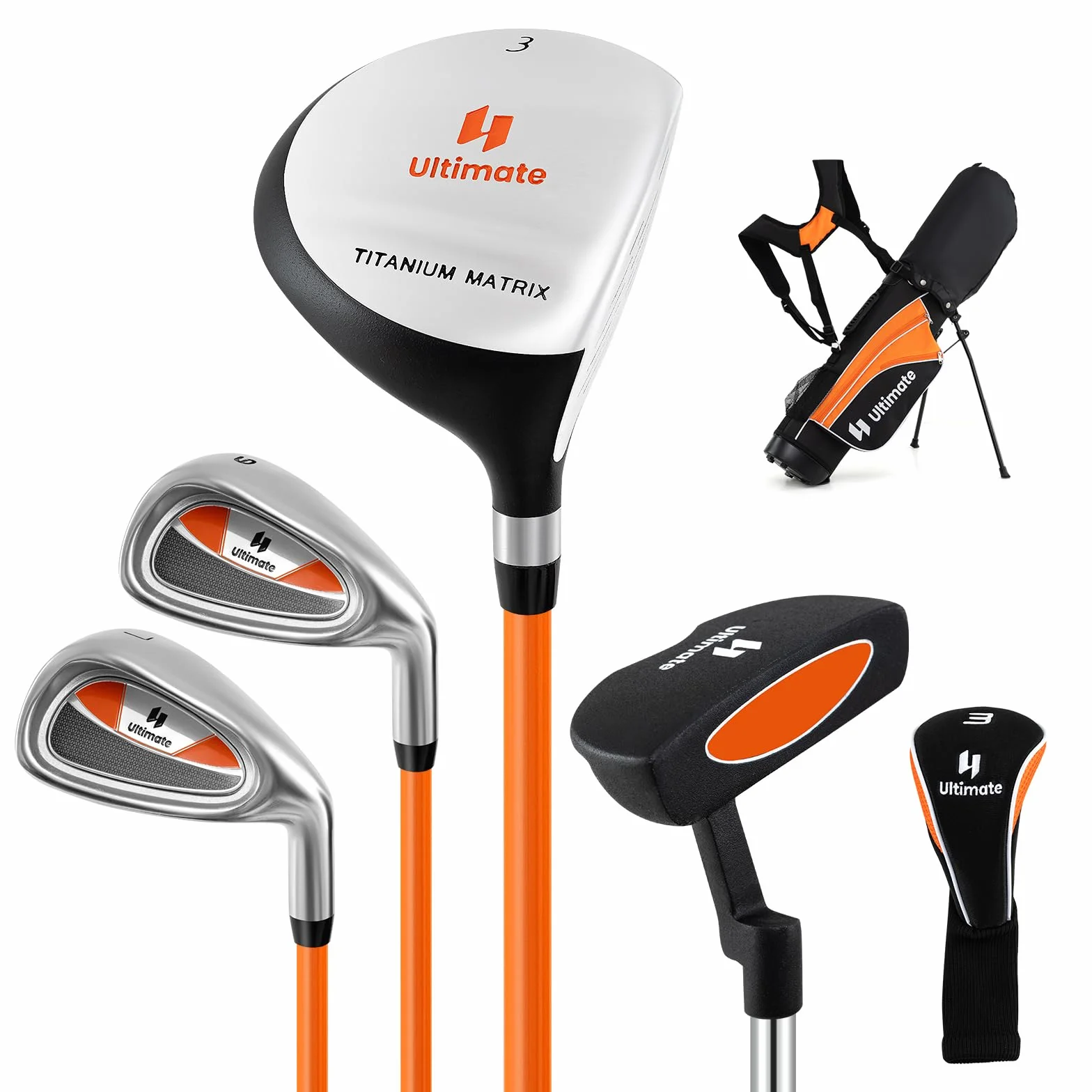 LIFEZEAL Pbastoni da golf per bambini destrimani con #3 Fairway, ferro #7 e #9, Putter, Cappotta, Attrezzatura da golf per bambini e ragazze da 8 a 10 anni