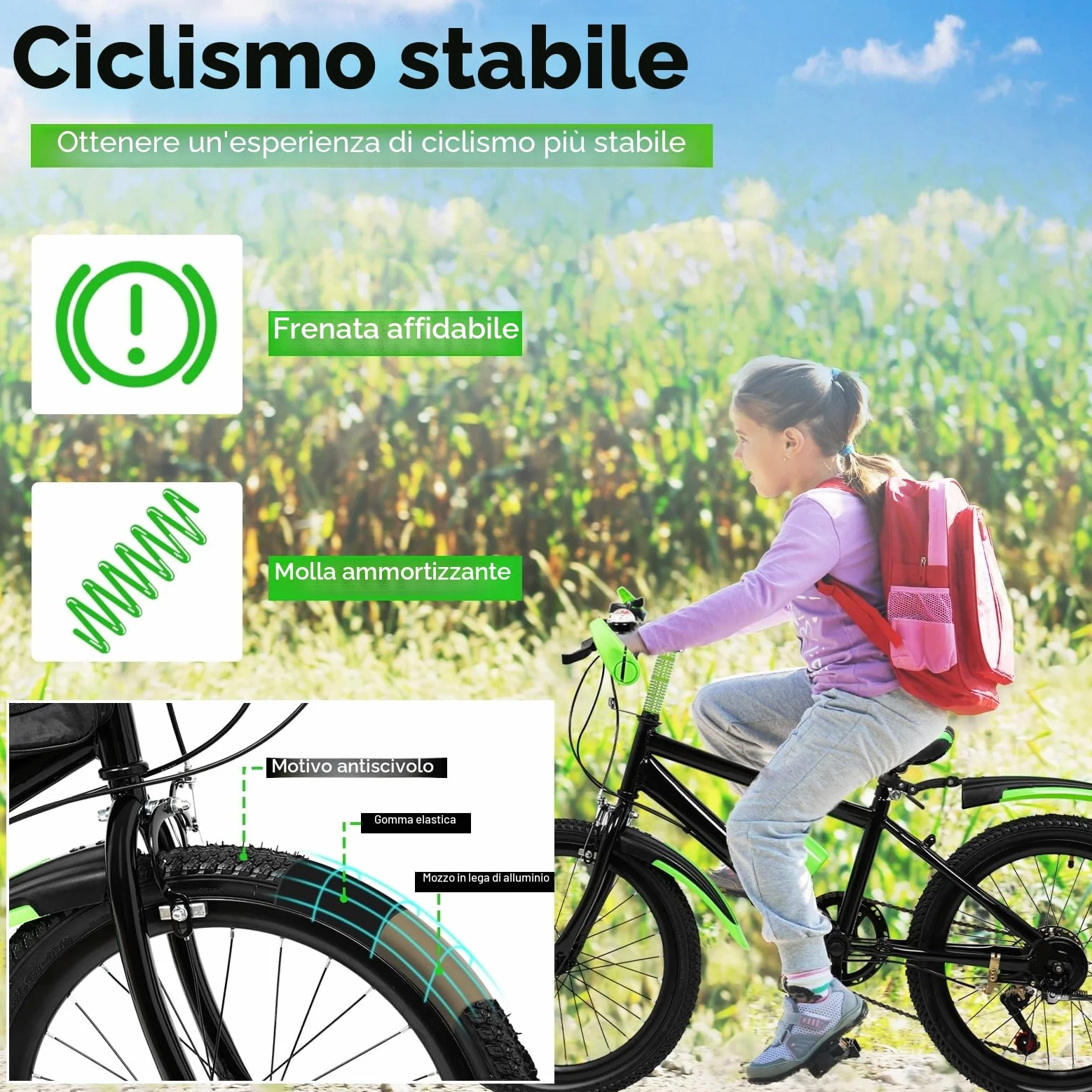 Mountain Bike per bambini per ragazzi e ragazze, mountain bike a 7 marce con parafango, bici da 20 pollici per 6 7 8 9 10 11 12 anni adolescenti