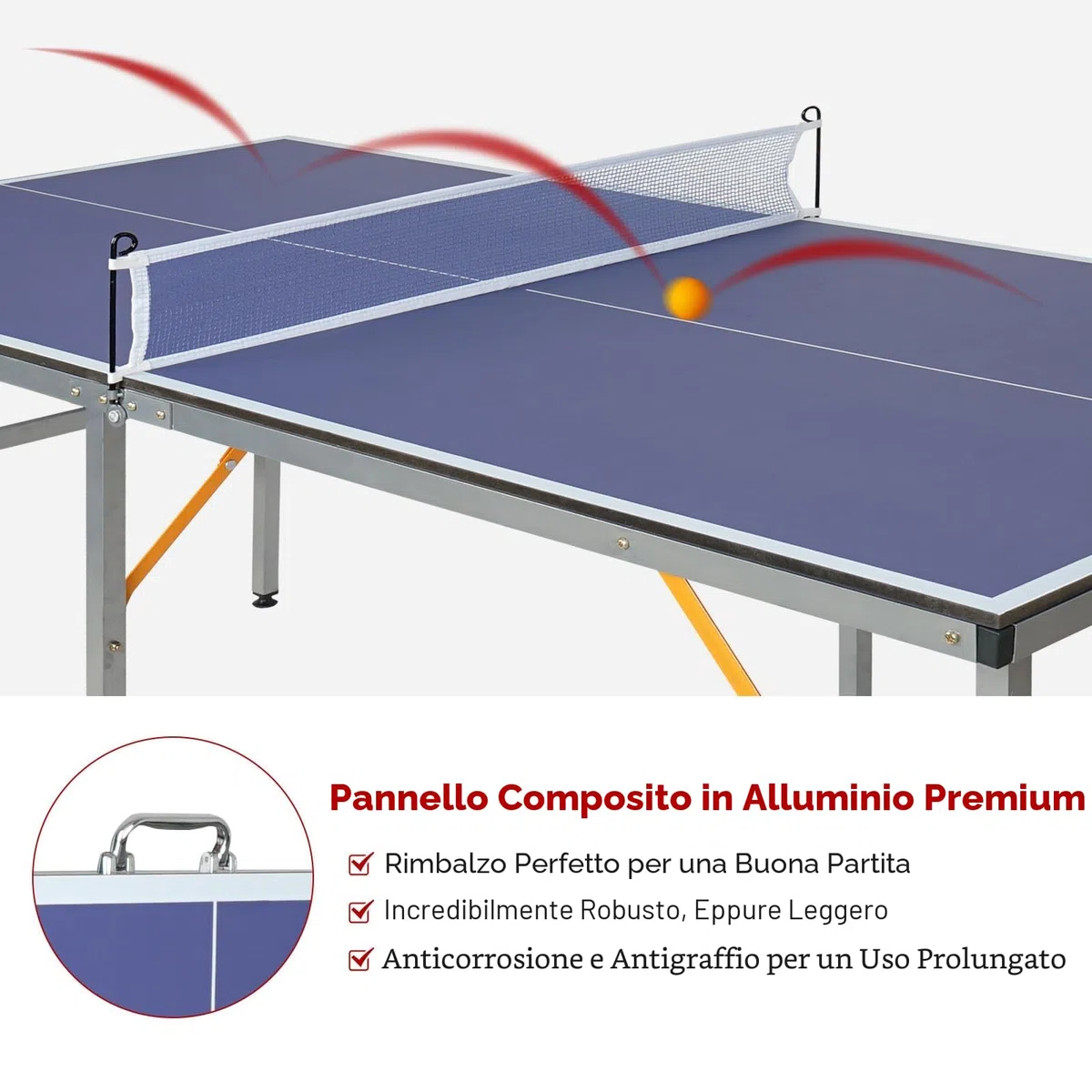 Tavolo da ping pong di medie dimensioni per interni ed esterni, pieghevole e portatile, con rete, 2 racchette da ping pong e 3 palline