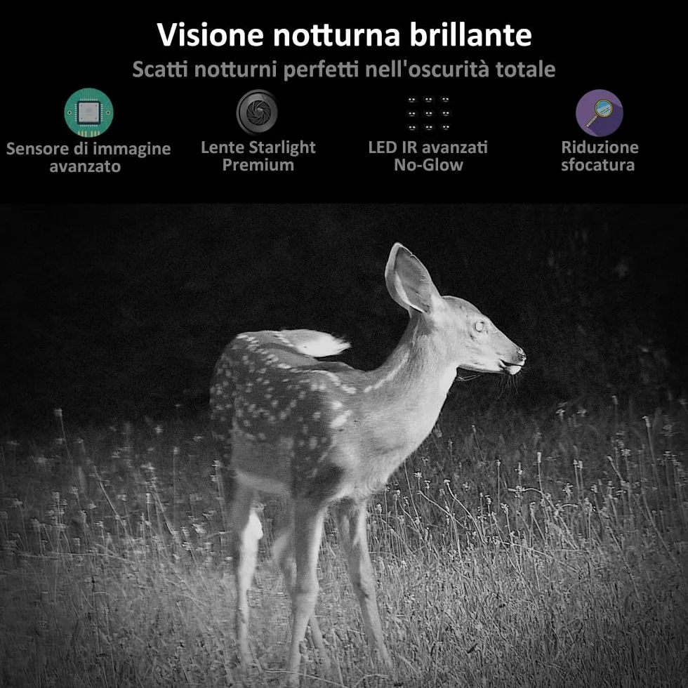 GardePro A3S Fototrappola Infrarossi Invisibili con scheda SD da 64GB 64MP 1296P H.264 Vidéo, 0,1s Tempo di Attivazione Fotocamera da Caccia Visione Notturna Fino a 30m, No-Glow IR LEDs, IP66
