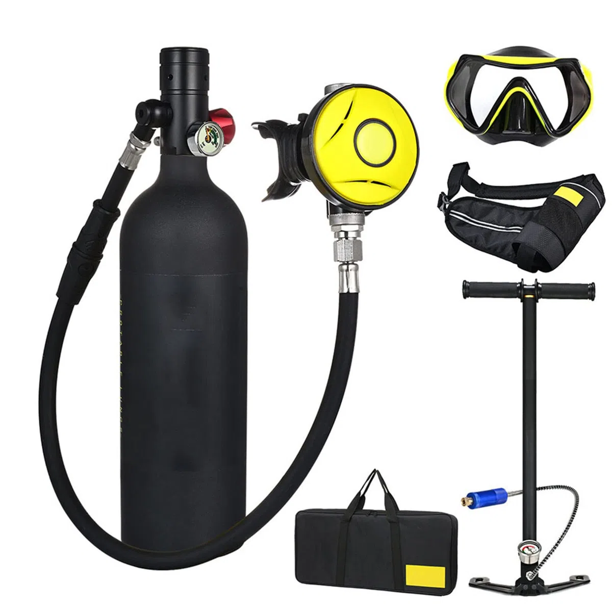 Bombole da immersione Bombola Portatile Bombola di Ossigeno, Set di Bombole per Bombole di Ossigeno Leggero Portatile Professionale da 1L con pump, Ecologico e Sicuro da Usare per la Casa All'aperto