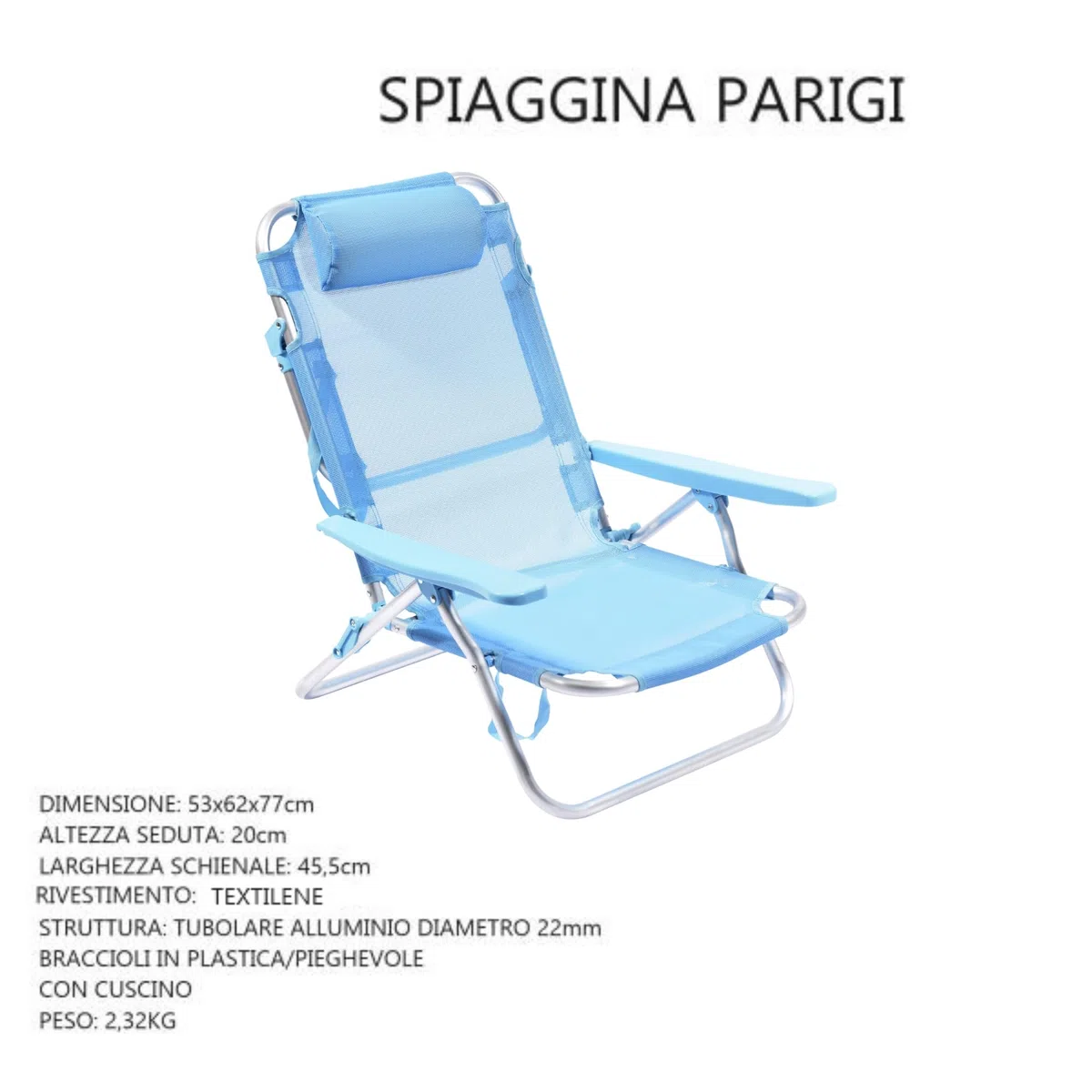 SUNNY STAR Set da Spiaggia 2 spiaggine Parigi + 1 ombrellone + 1 Borsa Mare 45lt.