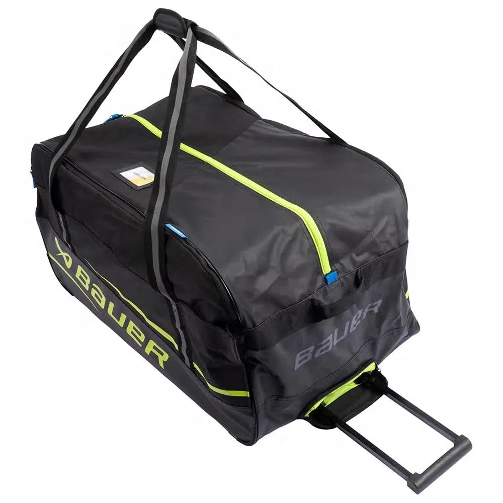 Bauer Hockey Premium Wheel Bag '24 (Nero/Neon, Junior/Medium (81,3 x 45,7 x 40,6 cm)