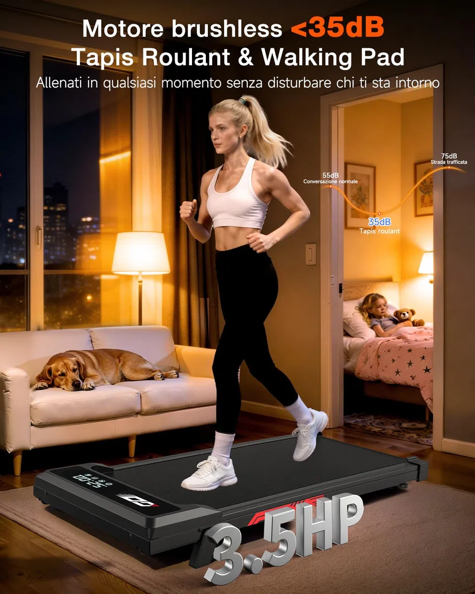 Tapis Roulant Elettrico Pieghevole 3 in 1 con Inclinazione 9%, Walking Pad 1-10 km/h, Motore Brushless Silenzioso 3,0 HP, Portata 140 kg, Display LED, Ammortizzato, Salvaspazio Casa Ufficio