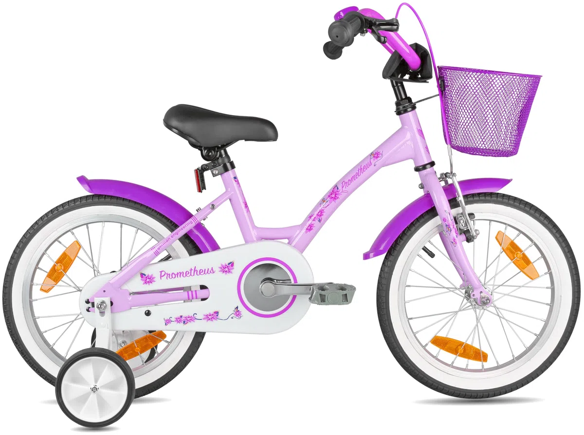 PROMETHEUS BICYCLES bicicletta bambina 5-7 anni bici per bambini bambino 16 pollici bimba con rotelle e freno contropedale viola